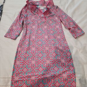 Gretchen Scott Designs Pink & Teal Geometric Shift Dress
